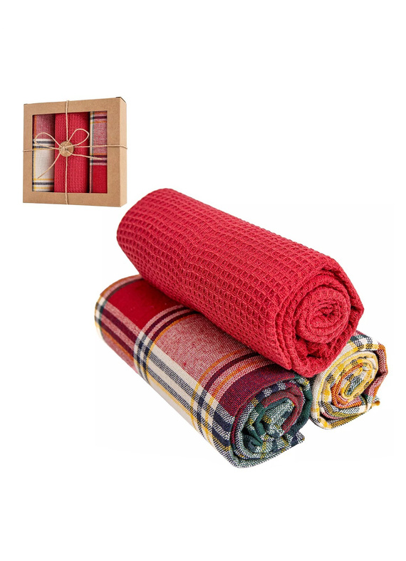 Set de bucătărie Moraj MRK1500-021 – 3 lavete de bumbac într-un coș decorativ