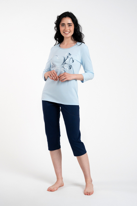 Arietta Pijama de damă cu mâneci 3/4 și pantaloni 3/4 Italian Fashion - albastru