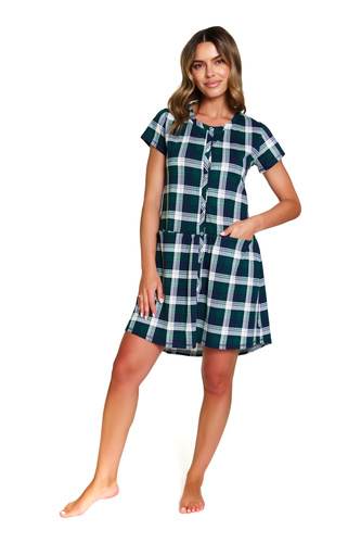 9444 Doctor Nap – Cămașă de noapte pentru maternitate și alăptare din bumbac | Producția poloneză - smarald