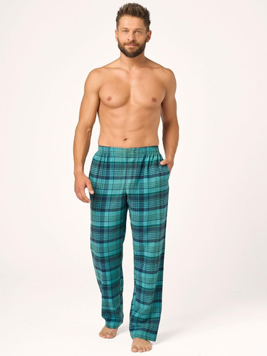 Pantaloni de pijama bărbați Key MHT 048 verzi din flanel 100% bumbac