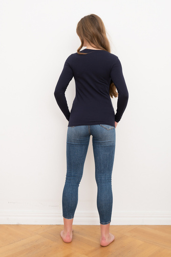 Ibiza Blouse Ladies mânecă lungă Italian Fashion - albastru marin