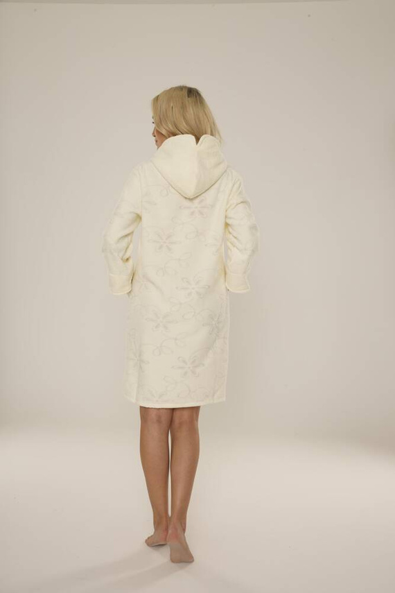 409 Jacquard Short Ladies' Bathrobe De Lafense- ecru