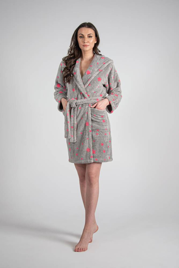 673 Stars Forex Halat de baie scurt pentru femei - gri