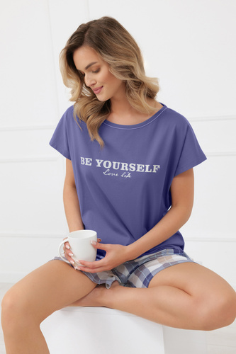 Pijama damă Rima Italian Fashion 100% bumbac mânecă scurtă șort