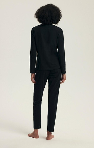 43727 Pijamale Dairoku Henderson pentru femei negre - bumbac, mâneci lungi și pantaloni