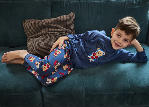 593/178 966/178 Cornette Boxer pijamale băieți | Bumbac, imprimeu, pantaloni cu model, manșete