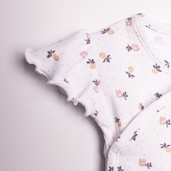 Body din bumbac pentru fetiță cu mânecă scurtă și model floral – Nicol, 220094