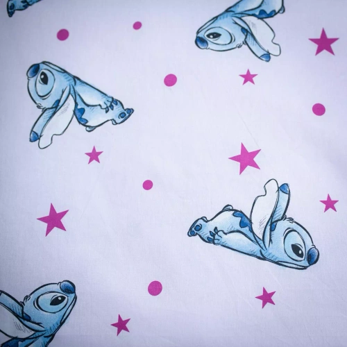 Poșetă de pat Lilo i Stitch JF24 140x200 roz cu stele 100% bumbac