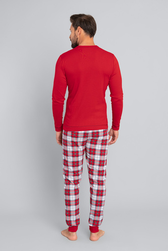 Moss Pijama cu mânecă lungă pentru bărbați, pantaloni lungi Italian Fashion- roșu/print