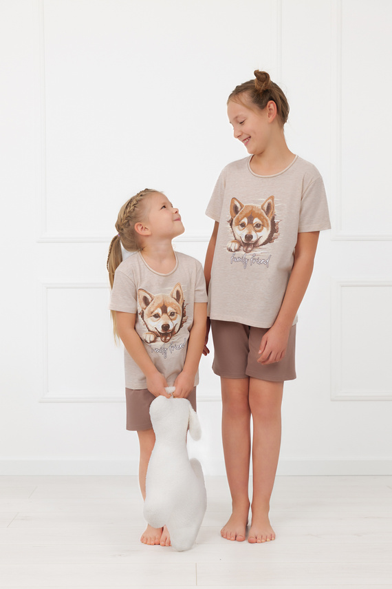 Pijama fete Shiba Italian Fashion 100% bumbac șort