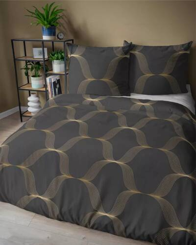 5088 A Home Satin Lenjerie de pat Satin, ornament Detexpol, negru