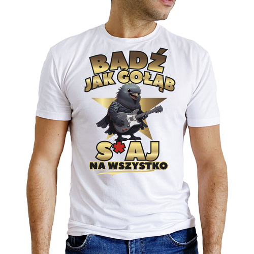 SKU M29 "Fii ca un porumbel S*CRAY pentru tot!" Tricou bărbătesc Moocha alb
