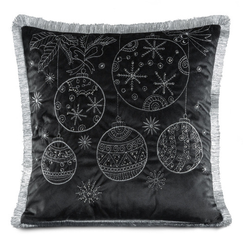 Chp 115 bulgări de Crăciun față de pernă Eurocortains negru/argintiu