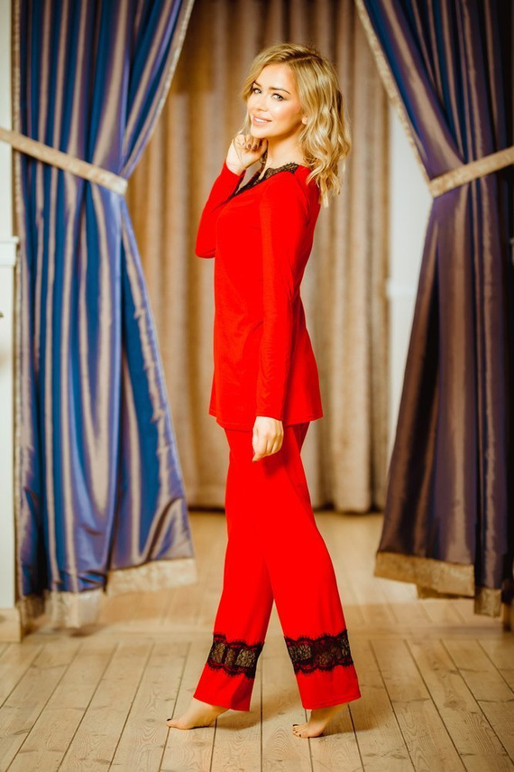 Set pijama pentru femei Kapas Kalimo - roșu