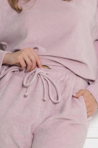 Pijamale damă 1818 Ewelina Leveza Frotte Homewear bumbac roz pudrat