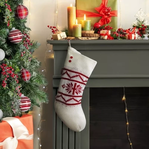 448 ciorap de Crăciun, decor fulg de nea, eurodrape, alb