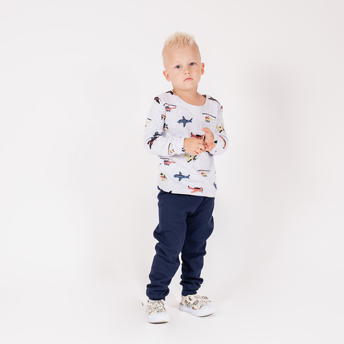219036 Pijamale pentru copii Willy Nicol - bumbac, maneci lungi, avioane
