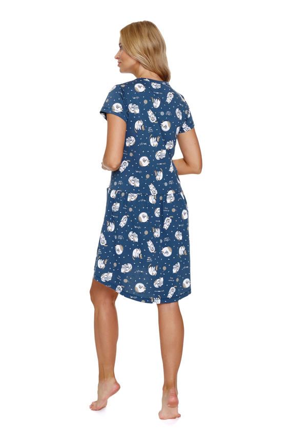 9444 Cămașă de noapte pentru maternitate și alăptare Doctor Nap - pisici (albastru)