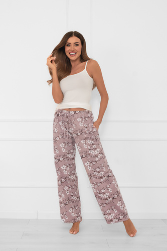 Pantaloni Kimuri pentru femei - bumbac, lungi, cu imprimeu floral și buzunare Modă italiană