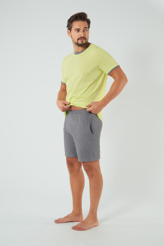 Nikodem Pijama cu mânecă scurtă pentru bărbați, pantaloni scurți Italian Fashion - verde lime