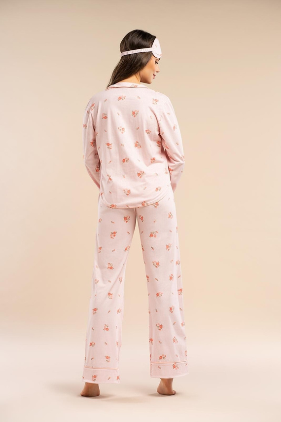 Set pijamale pentru femei MK 39 Rose Devotion Belle Reverie, roz - bumbac, cu nasturi