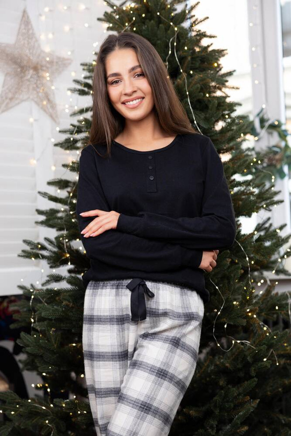 Pijamale Blanche Flannel Sensis pentru femei - Negru