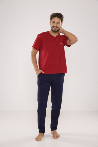 624 Kevin Forex Pijama pentru bărbați - maro - albastru marin