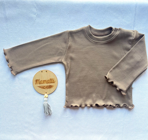 BI016 Bluza fetita cu maneca lunga Mamatti - maro