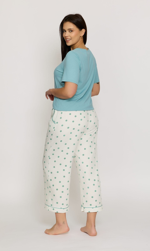 Pijamale Aria 2 PS82 Mefemi by Nipplex damă, vâscoză, buline verde-milk