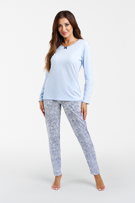 Salli Pijama de damă cu mânecă lungă și pantaloni lungi Italian Fashion - albastru/print 