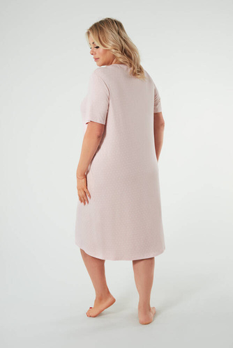 Cămașă de noapte pentru femei Puntini, cu mânecă scurtă Modă italiană - roz pudră 