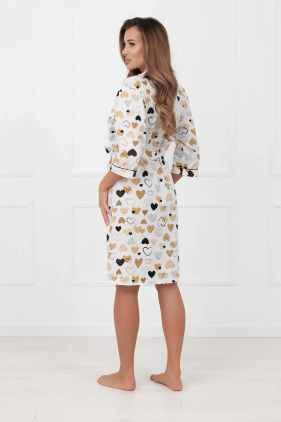 Halat damă Soreno Italian Fashion – bumbac, mânecă 3/4, cordon