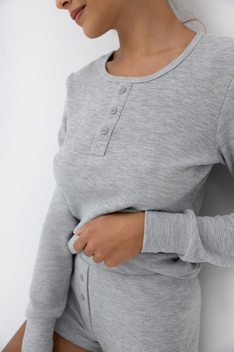 Pijamale pentru femei Brittany Sensis gri - Mâneci lungi și pantaloni scurți