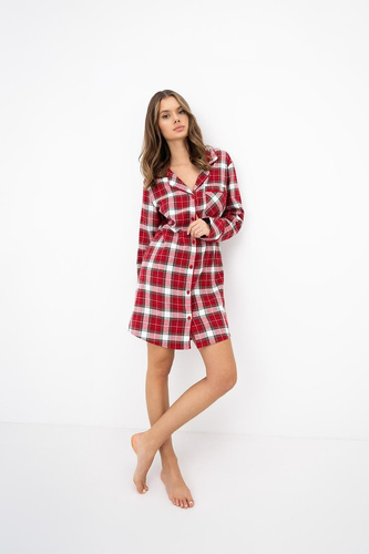 Sensis Clariel Cămașă damă din flanel 100% bumbac, carouri roșii