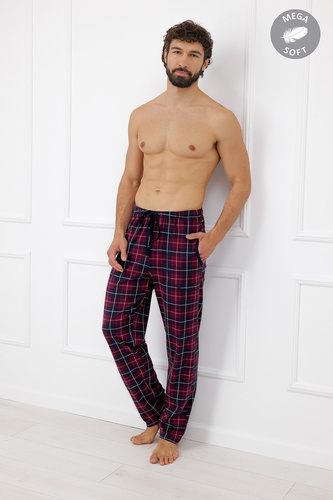 Italian Fashion Brajan pantaloni bărbați Mega Soft din bumbac în carouri
