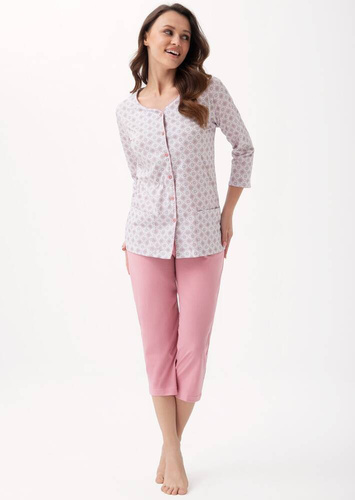 668 Luna pijamale dama cu fermoar - ecru-roz