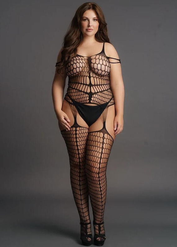 Bodystocking DES021 Le Désir plus size, body senzual din plasă