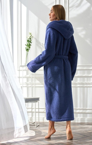 Halat de baie lung cu glugă pentru femei 2556 Heaven L&amp;L - Bleumarin