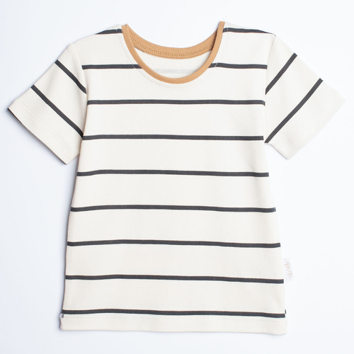 Nicol Olo 222138 tricou băieți în dungi 100% bumbac crem