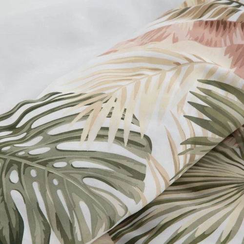 Spring 29 Flowers lenjerie de pat satin Euro perdele alb/verde