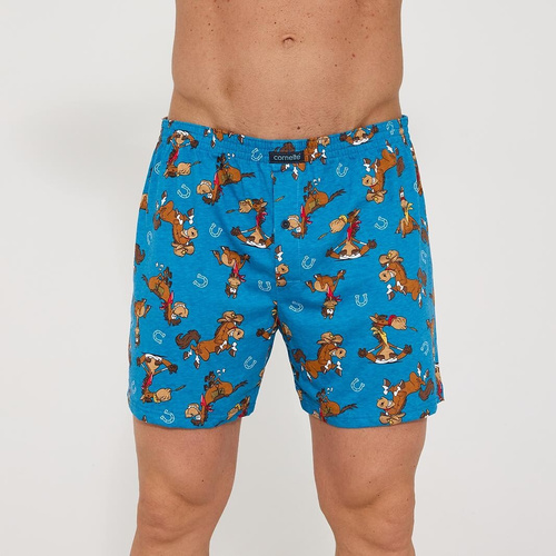 Boxeri bărbați Cornette Classic 011/191 Horses bumbac – boxeri lejeri cu nasture