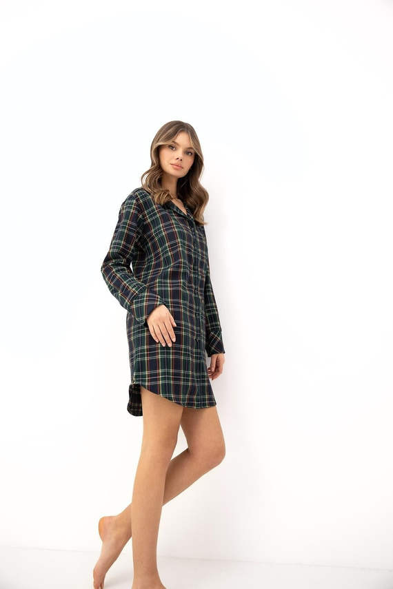 Sensis Skyler cămașă de noapte verde 100% bumbac flanel în carouri