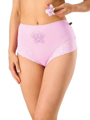Chiloți LPF 585 rozou-lila maxi bikini, 95% bumbac, elastan, detaliu dantelă