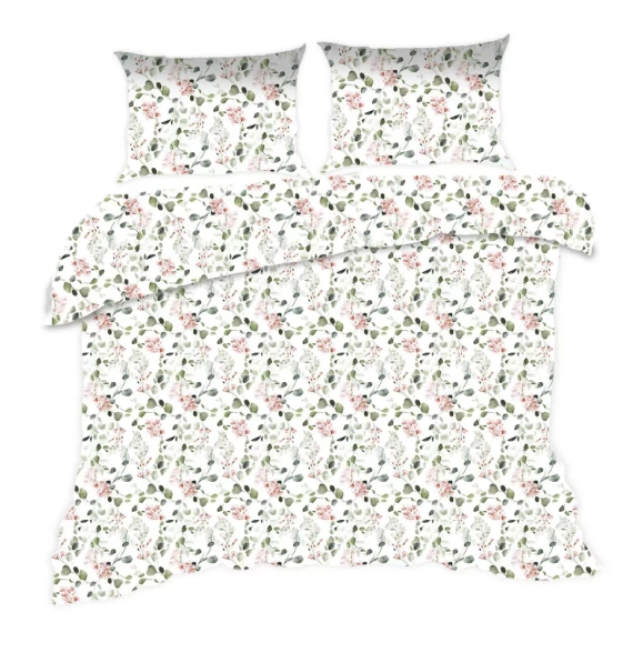 1610N Lenjerie de pat din bumbac clasică E24 Karo flowers, alb pudrat – 100% bumbac, durabilă, colorată, set de 2 piese