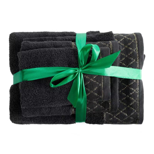Set prosoape Eurofirany 3 piese moi absorbante elegante premium Layla black