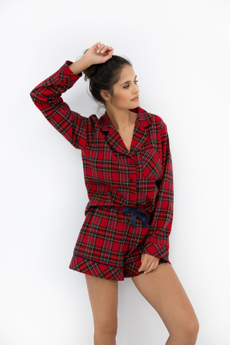 Pijamale pentru femei Cynthia Sensis - Flanel, Scurt, Carouri