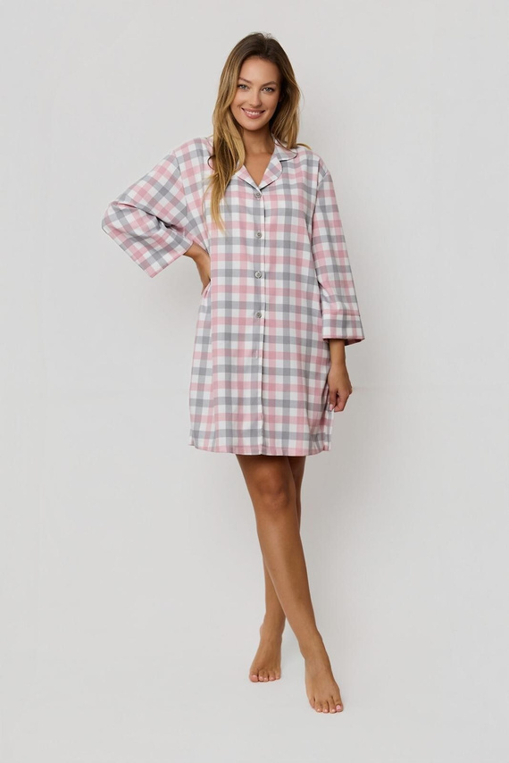 Cămașă damă Stella KG80 Mefemi by Nipplex – cămașă elegantă în carouri, material de calitate, mânecă lungă, nasturi, șlițuri laterale