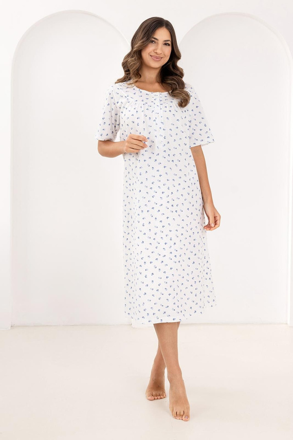 Rochie de noapte 019 Regina – lungă, din bumbac, cu decolteu cu nasturi | Eleganță și confort