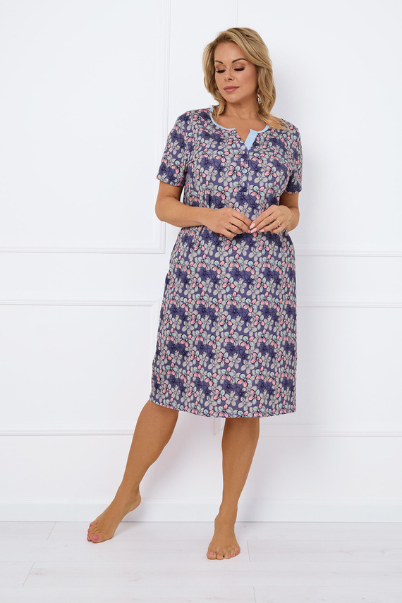 Carbonia cămașă de noapte descheiată, cu mânecă scurtă Italian Fashion - print