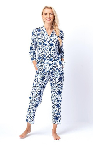 Pijamale dama LNS 521 Key - alb-bleumarin